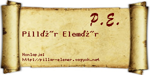 Pillár Elemér névjegykártya